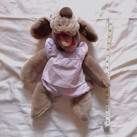 Vintage 1981 Ganz 18" Wrinkles Dog Hand Puppet Plush Doll with Dress - Picture 16 of 16